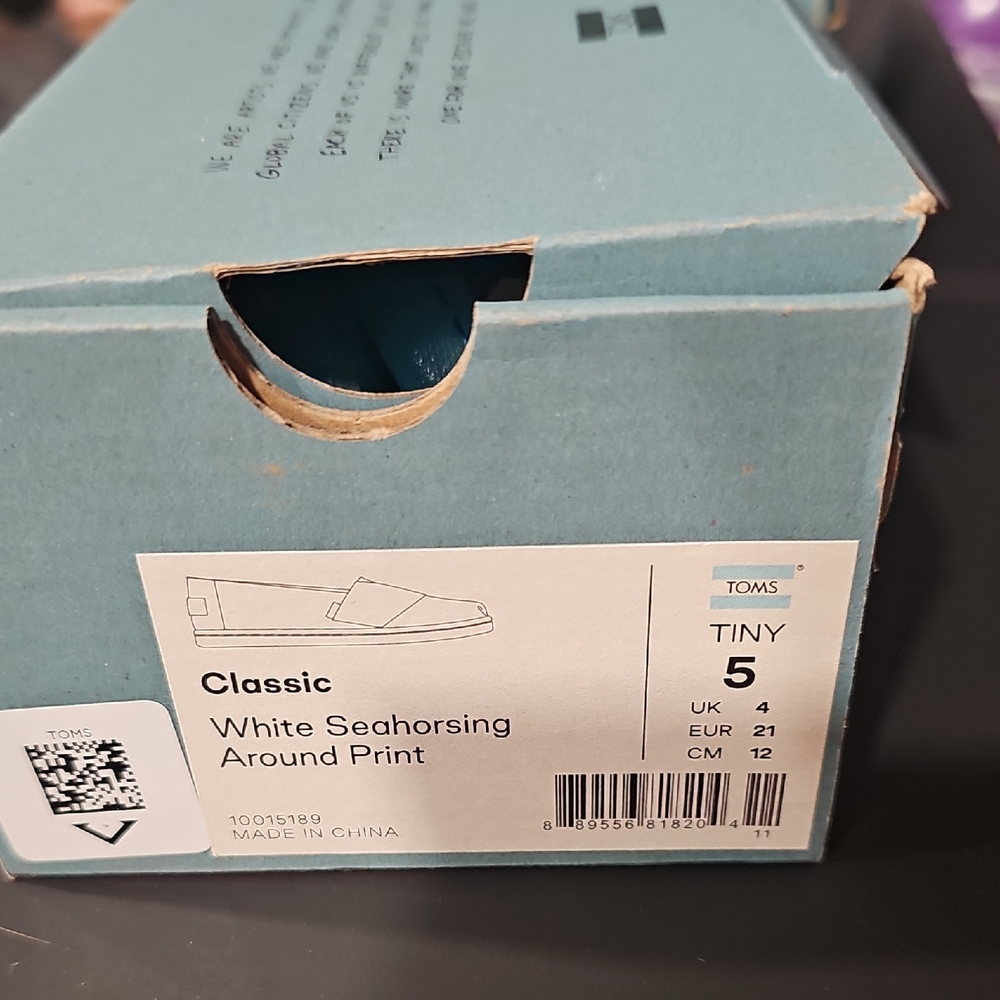 TOMS Tiny Classic - White Seahorsing Print